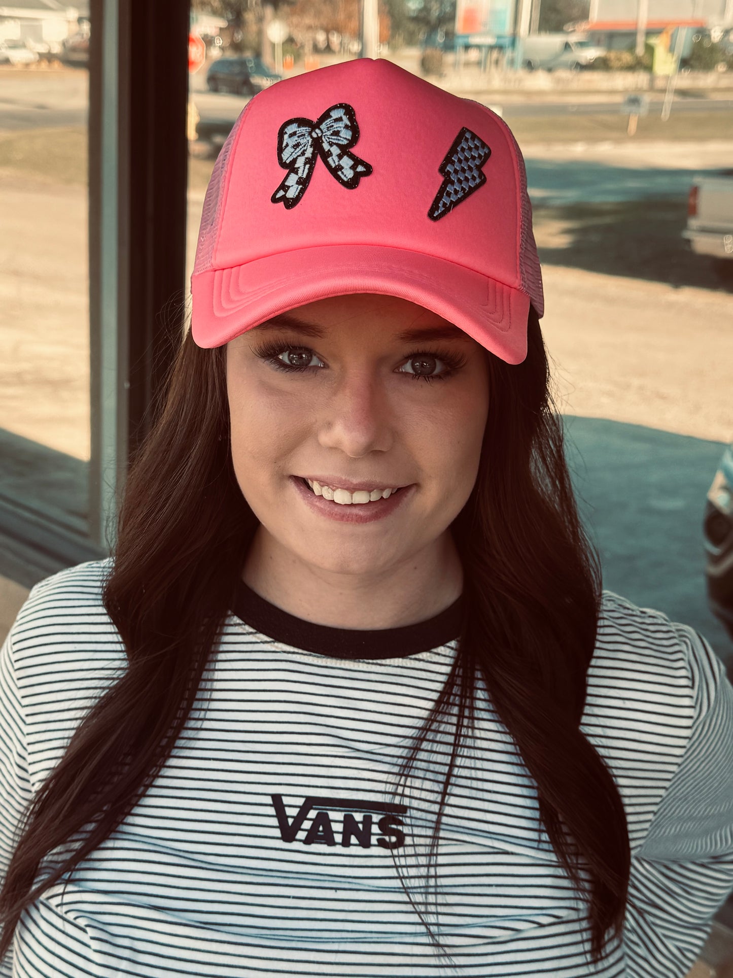 Hot Pink Hat With Checkered