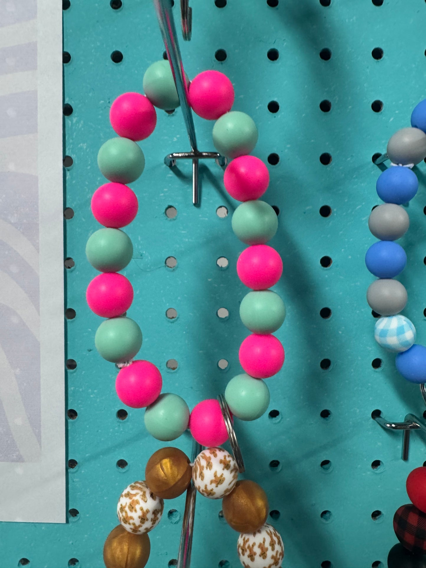 Hot Pink And Teal Wristlet