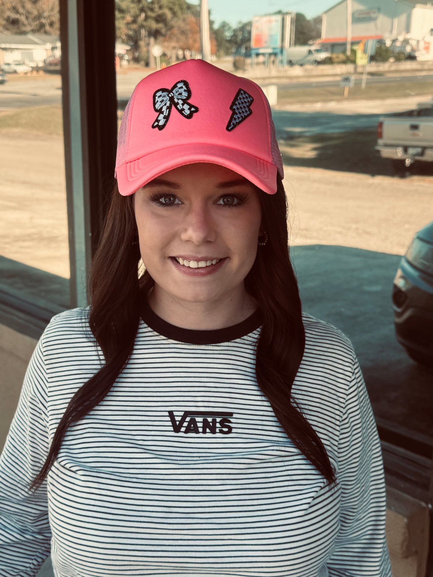 Hot Pink Hat With Checkered