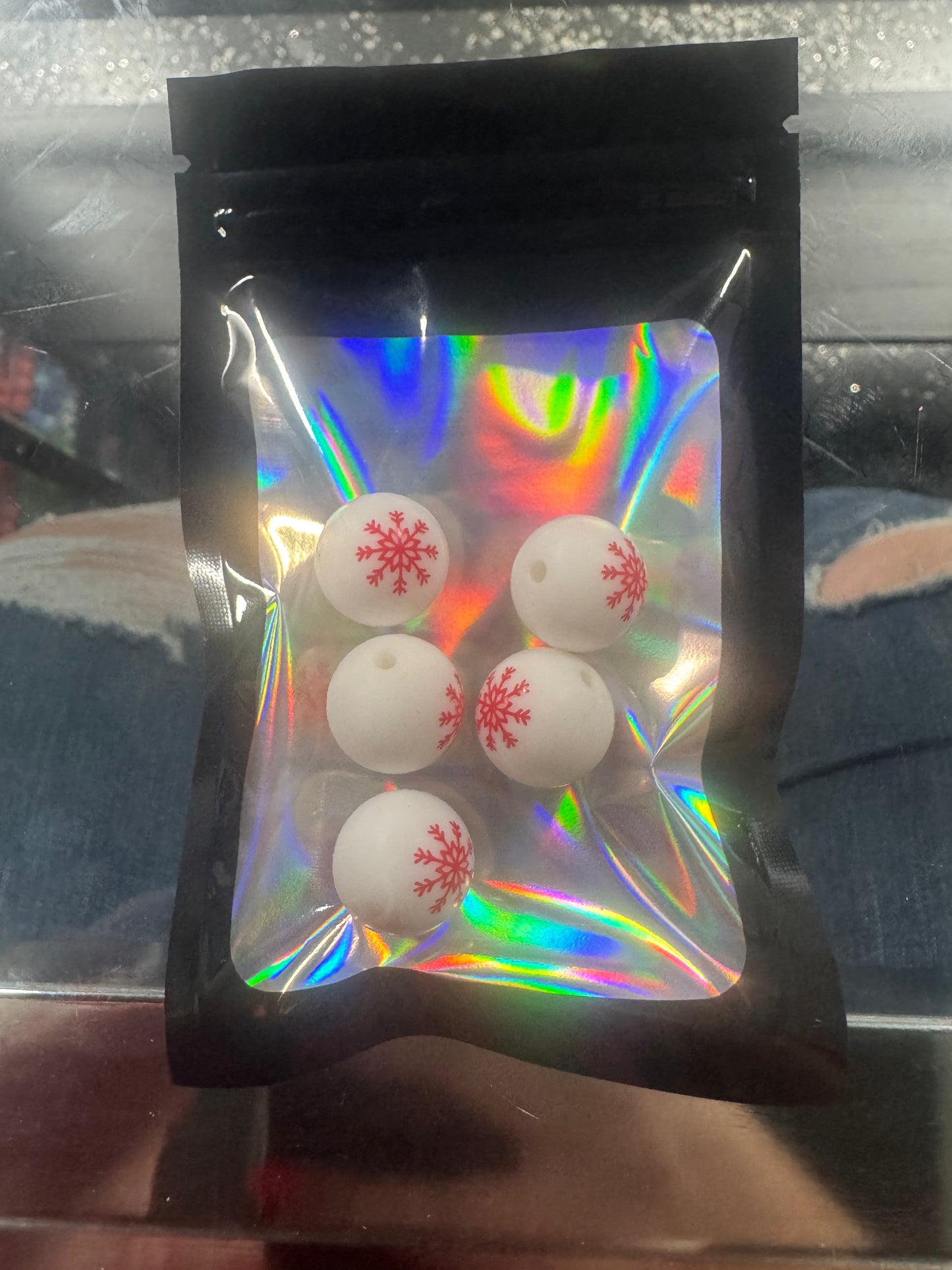 Snowflake Silicone Beads 5 Pack