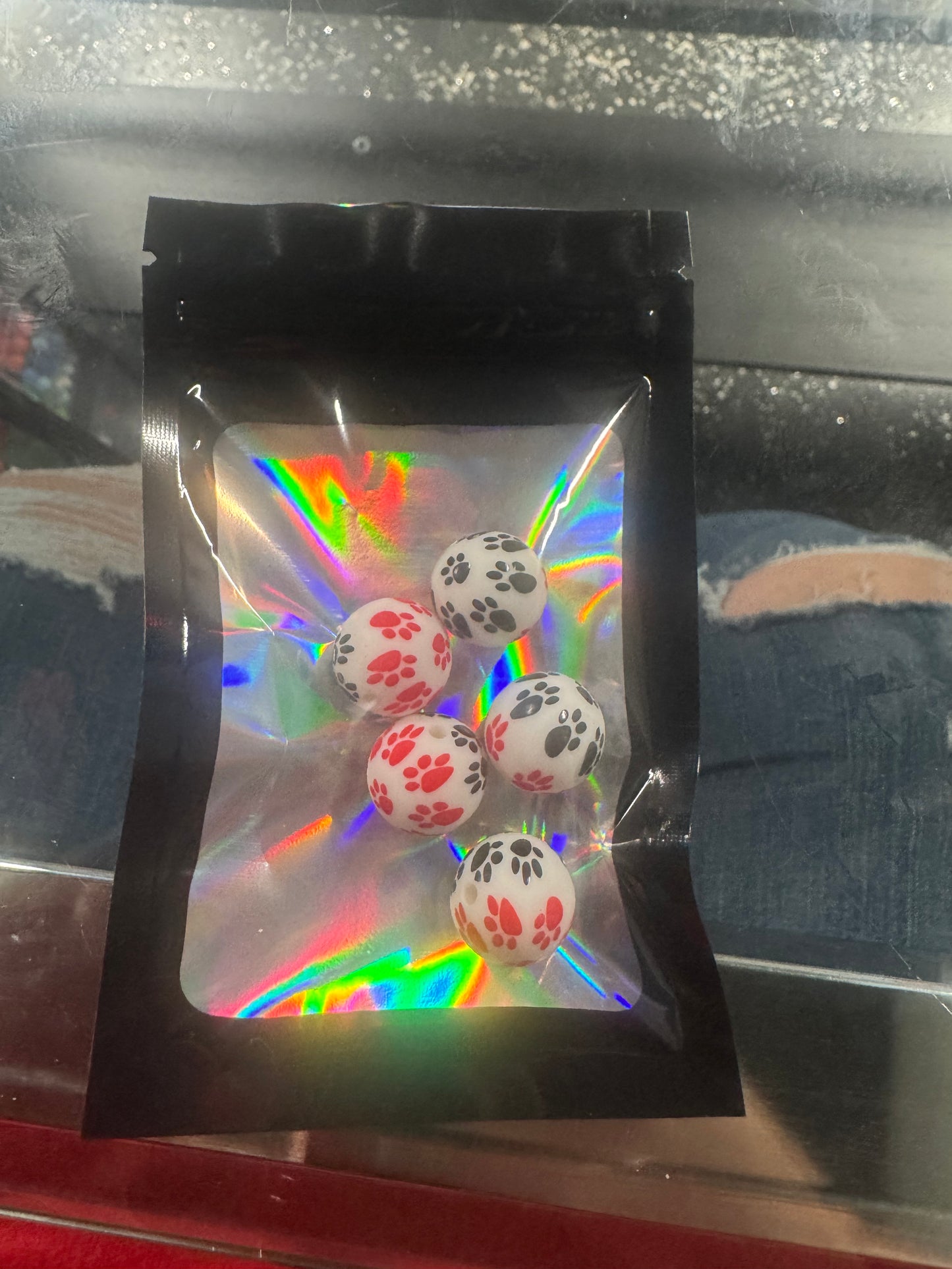 Animal Print Silicone Beads 5 Pack