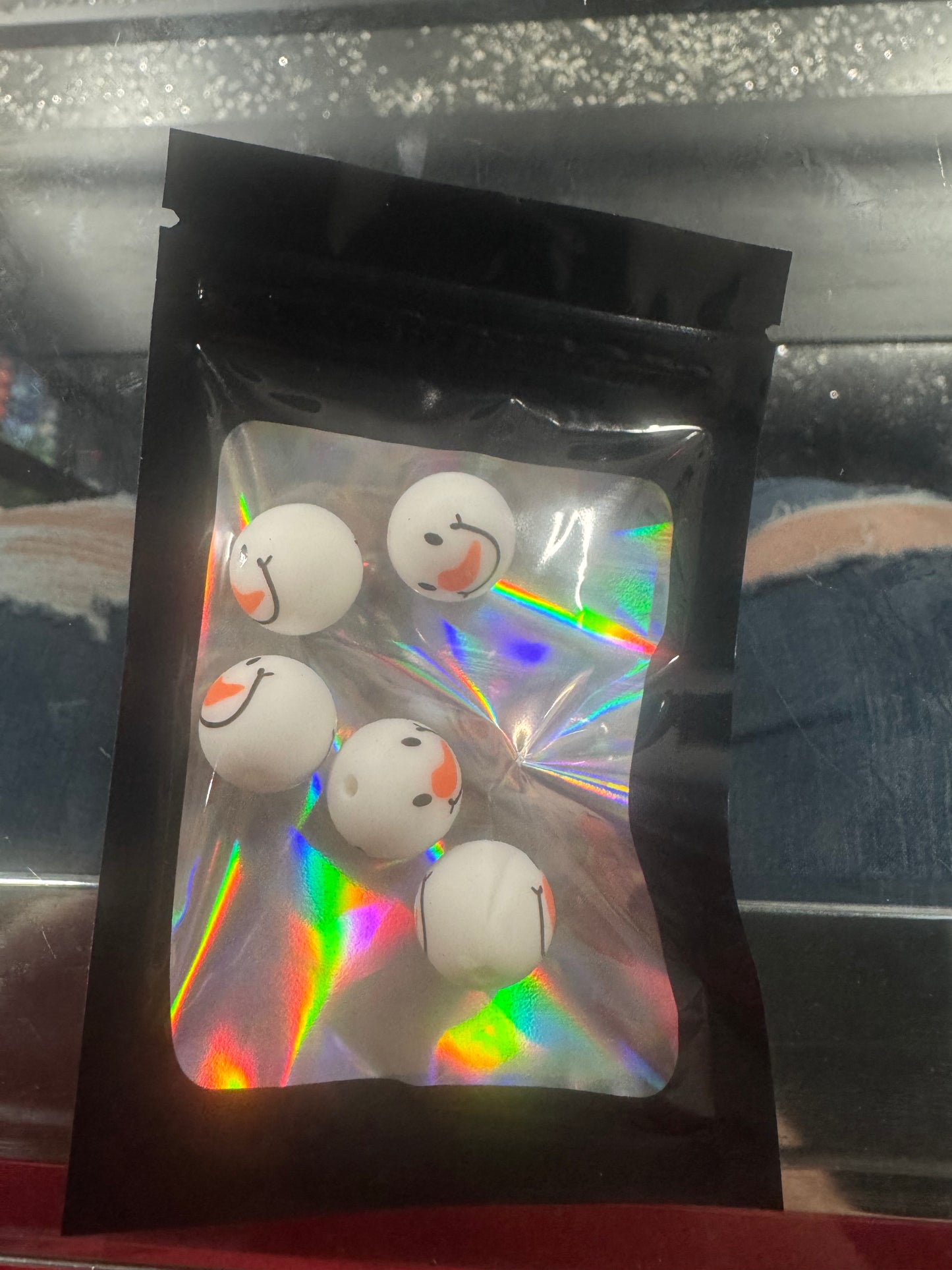 Snowman Silicone Beads 5 pack