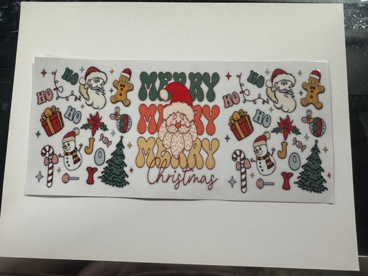 Merry Christmas UV DTF Cup Wrap