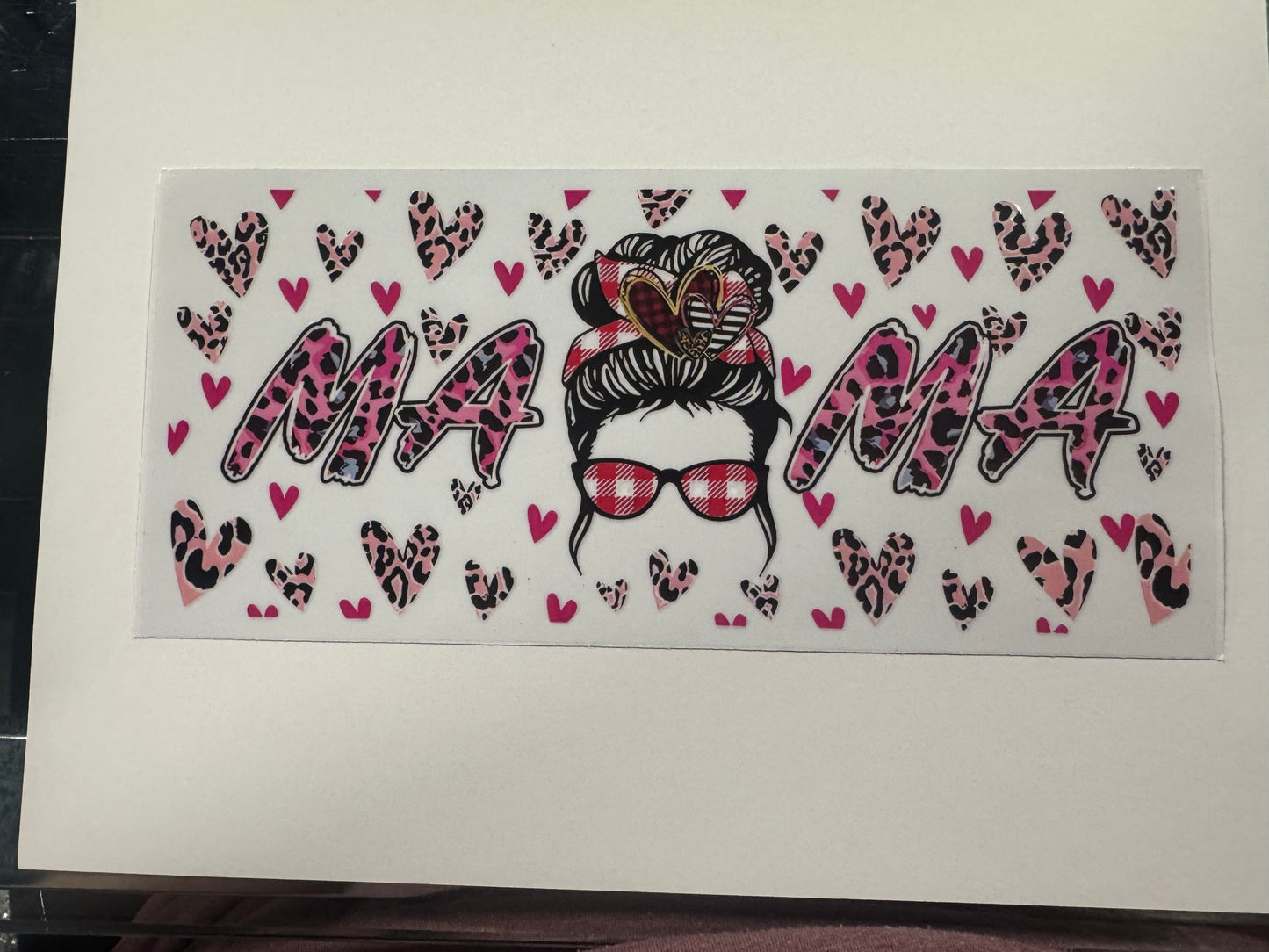 Cheetah Heart Mama UV DTF Cup Wrap