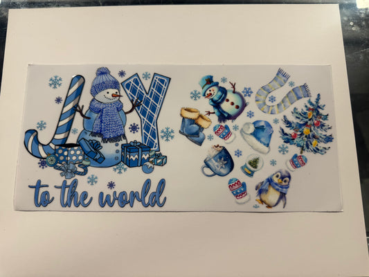 4 Pack Of Blue Winter UV DTF Cup Wraps