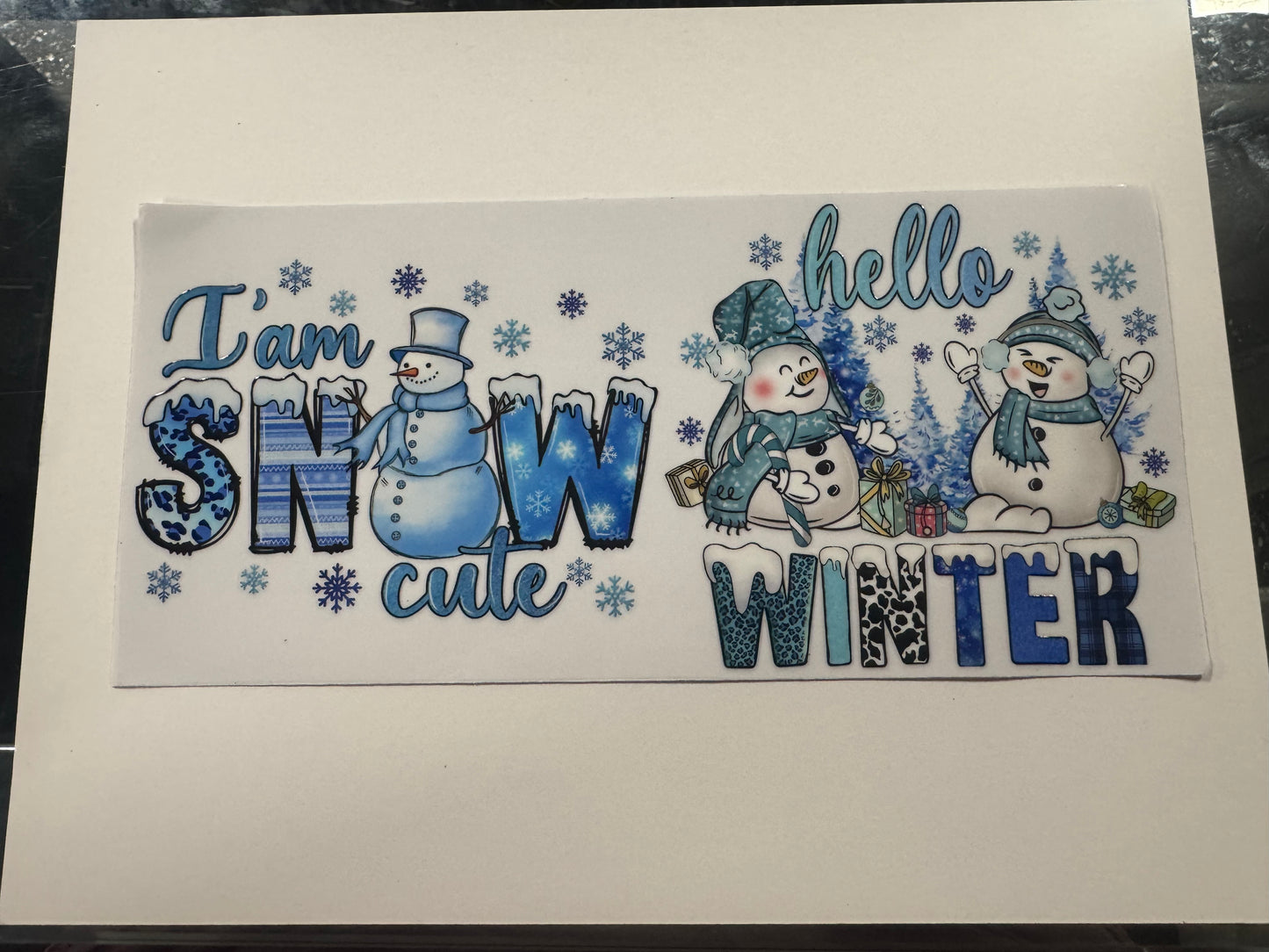 4 Pack Of Blue Winter UV DTF Cup Wraps