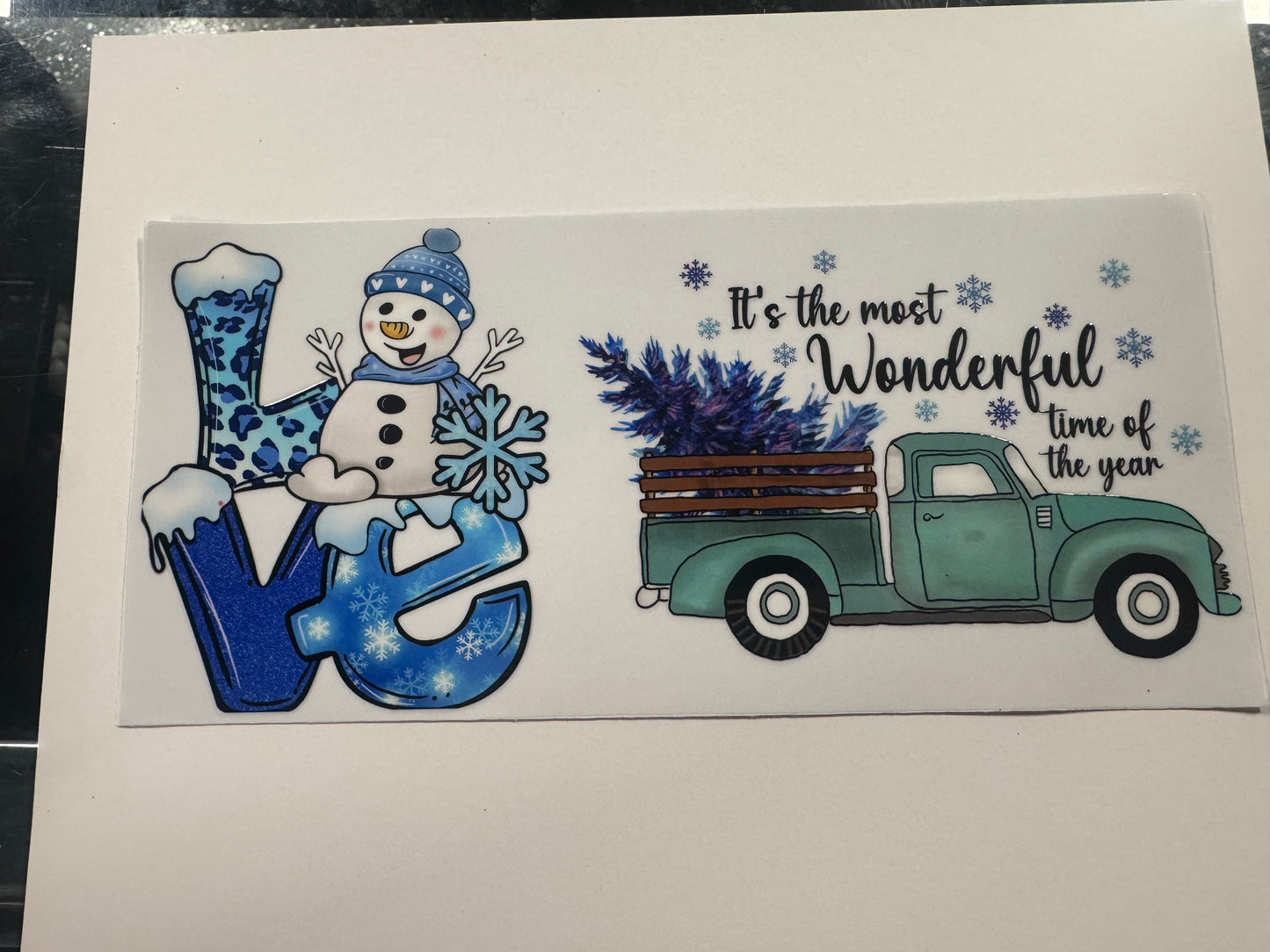 4 Pack Of Blue Winter UV DTF Cup Wraps