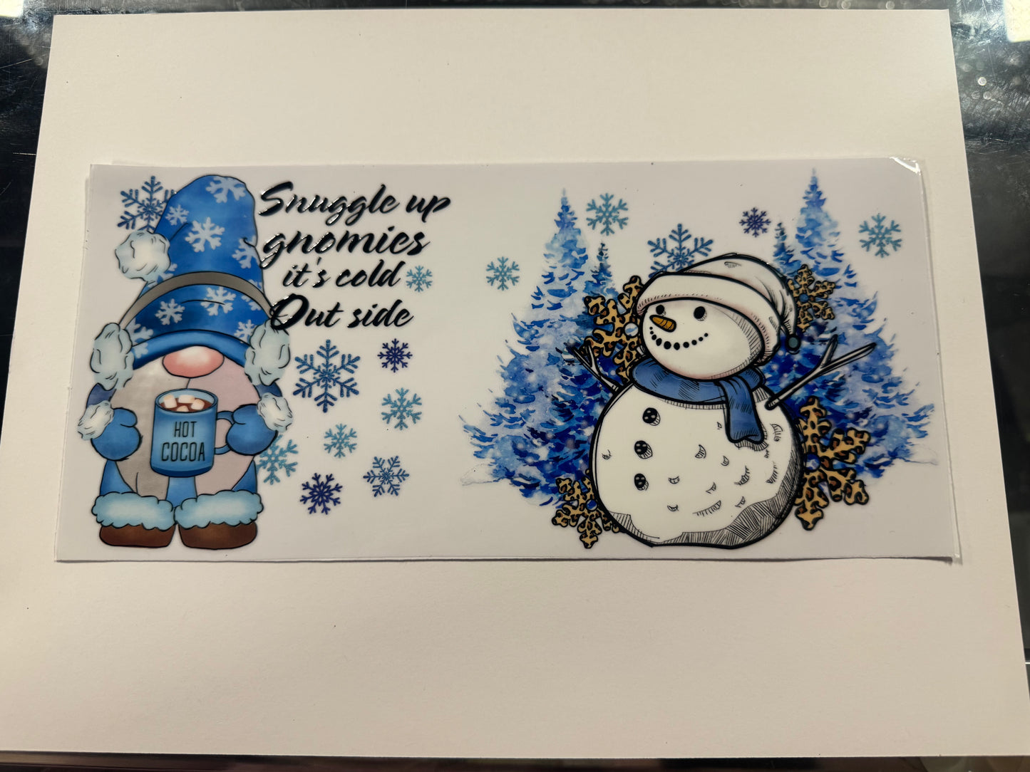 4 Pack Of Blue Winter UV DTF Cup Wraps