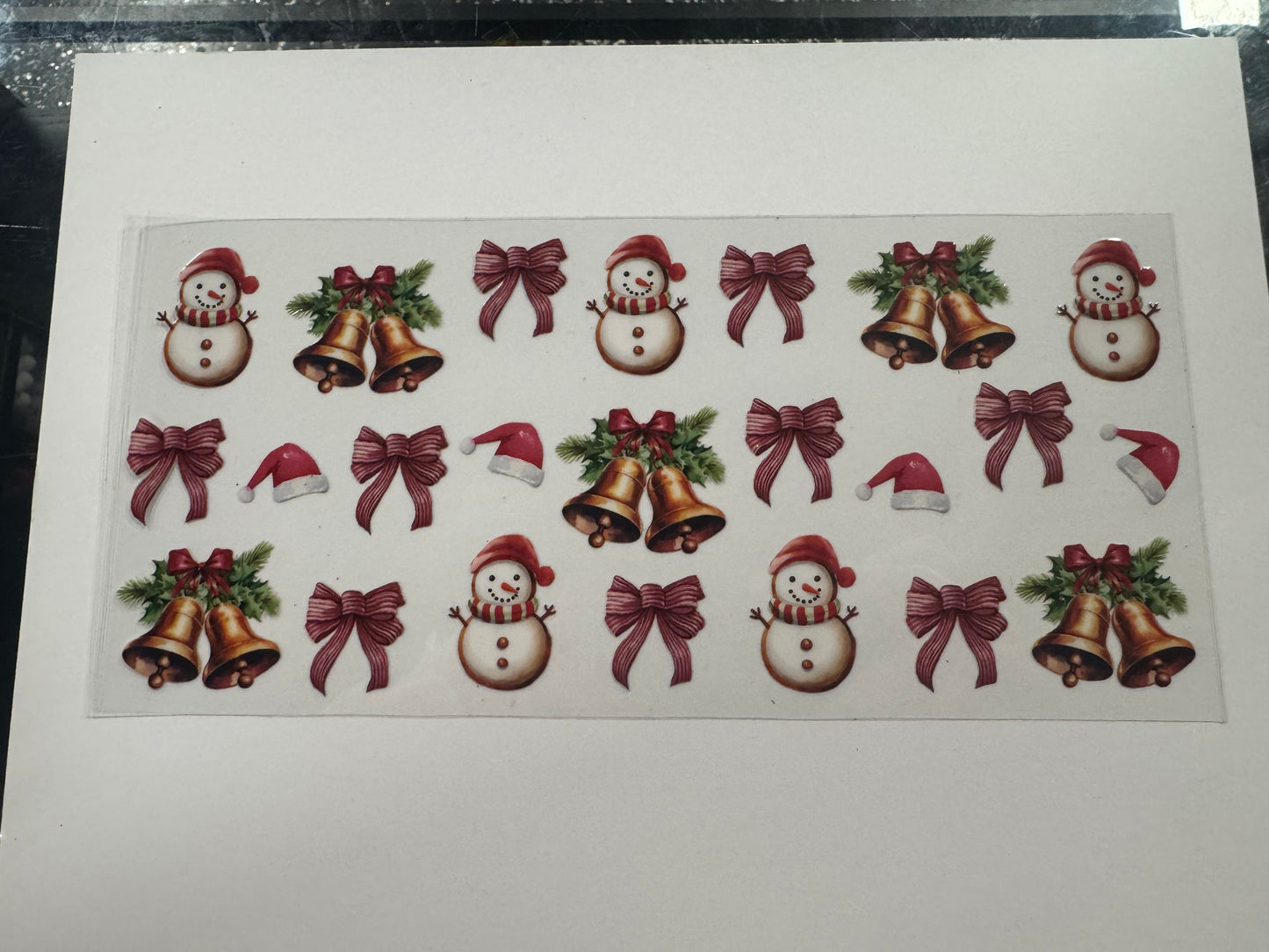 Snowmen With Bows UV DTF Cup Wrap