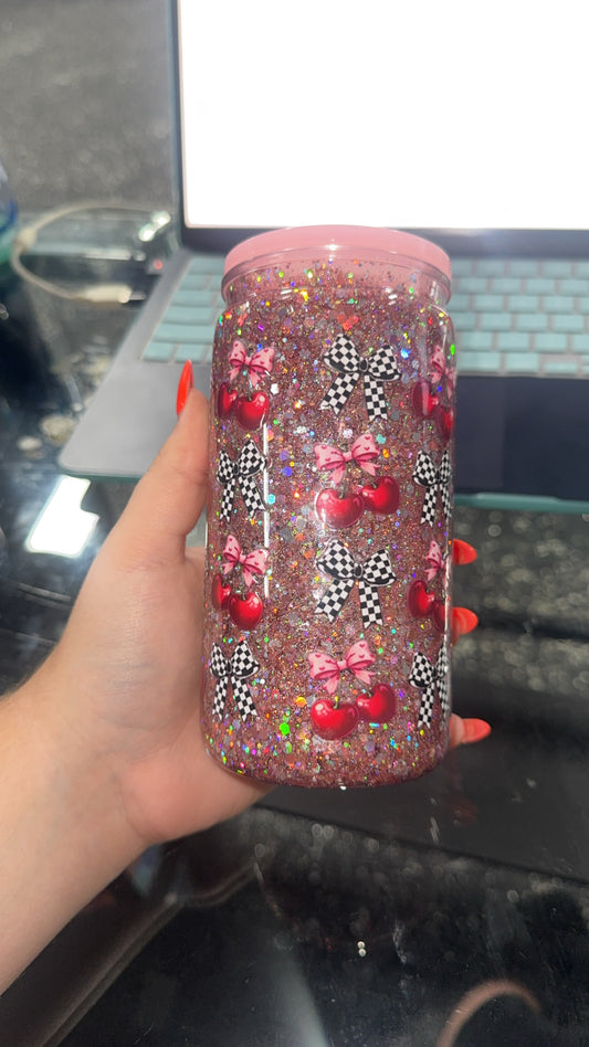 Checkered and Cherry 16oz Snow Globe Cup