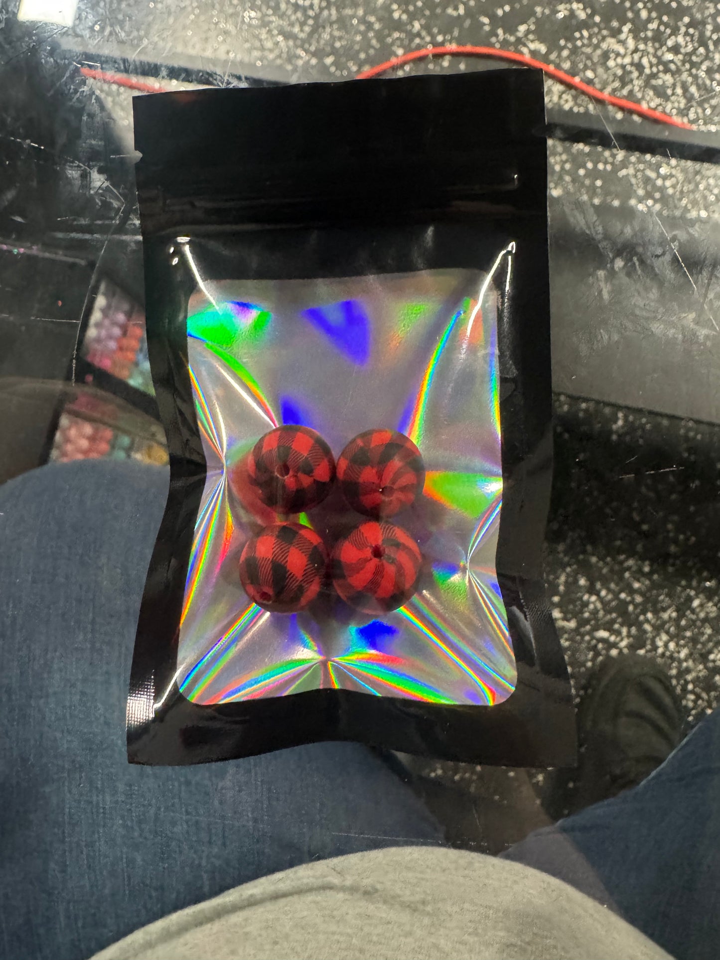 4 Pack Of Buffalo Plaid 15mm Beads