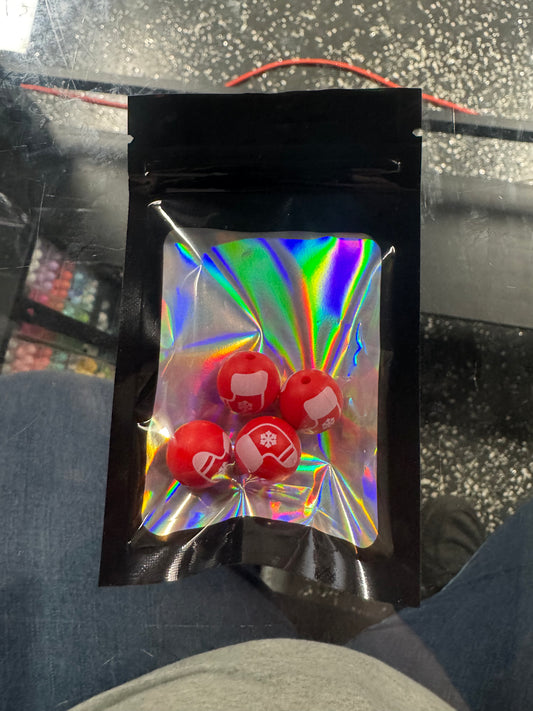 4 Pack Of Stocking Printed 15mm Beads