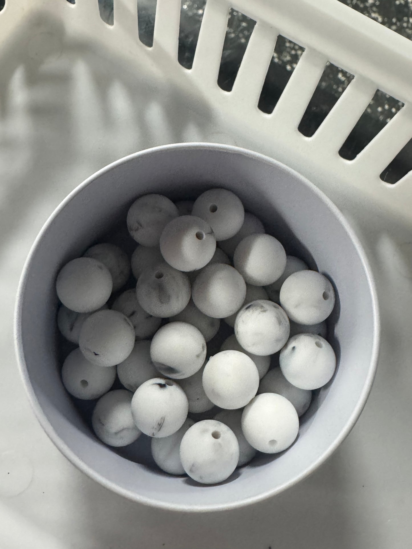 Marble White 15mm Bead Pack Of 5