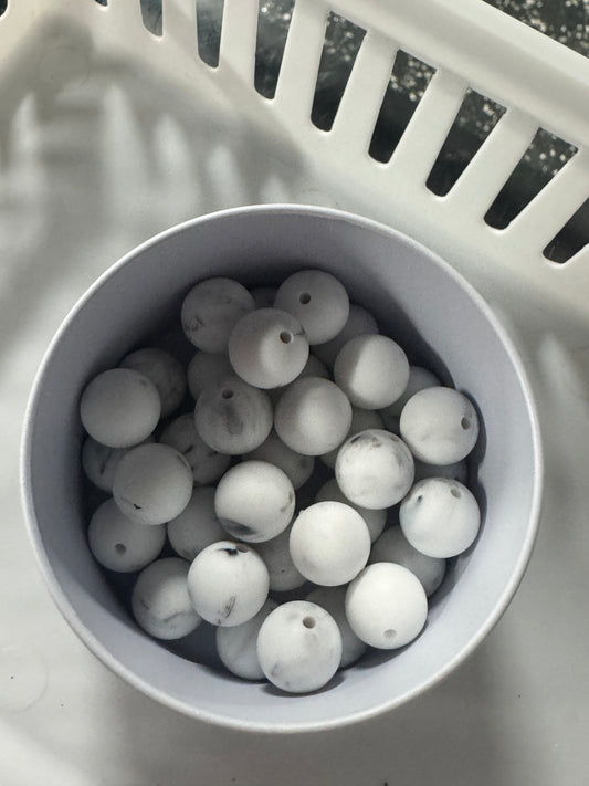 Marble White 15mm Bead Pack Of 5