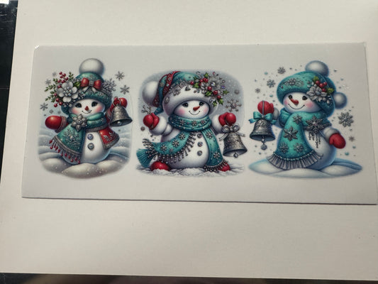 3 Pack Of Winter Snowman UV DTF Cup Wraps