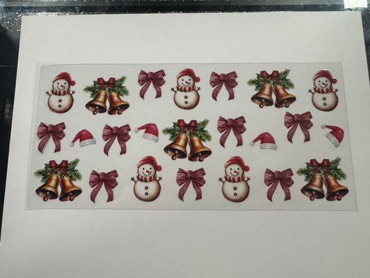 Snowmen With Bows UV DTF Cup Wrap