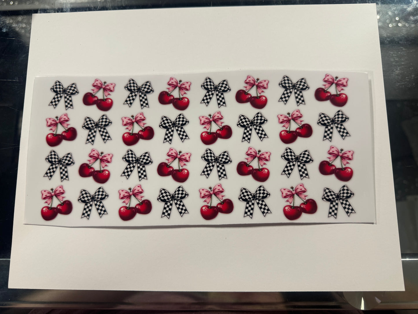 Checkered and Cherries UV DTF Cup Wrap