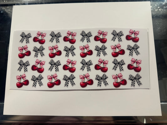 Checkered and Cherries UV DTF Cup Wrap