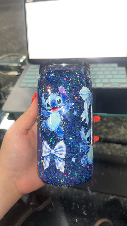 Stitch With Bows 16 Oz Snow Globe Cup