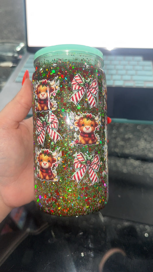 Christmas Cow 16 Oz Snow Globe Cup